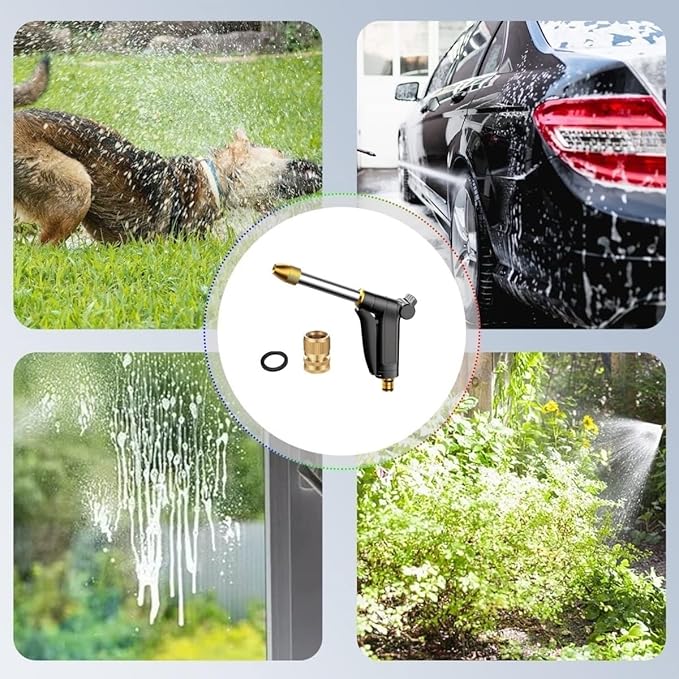 Garden Hose Nozzles,Hose Sprayer Nozzle Heavy Duty Metal Water Hose Spray Gun Nozzle with 3/4”GHT Thread Brass Hose Quick Connect Fitting, for Watering Plants,Lawn,Washing Cars,Pets Shower