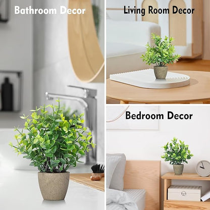 4 Pack Fake Plants Ceramic Mini Artificial Greenery Potted Plants for Home Decor Office Decor Room Decor Farmhouse Decor Indoor Table Bathroom Decor