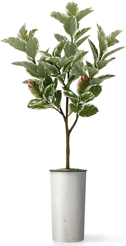 Artificial Tree in Modern Swirl Pattern Planter, Fake Rubber Silk TRE for Indoor and Outdoor Home Decoration - 70" Overall Tall (Plant Pot Plus Tree)