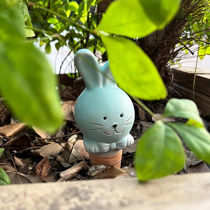 4 Pcs Plant Terracotta Self Watering Spikes, Vacation Plant Self Watering Devices, Clay Plant Watering Stakes Suitable for Indoor Plant Watering Globes Bunny Gifts Women Mom Grandma Wife Rabbit