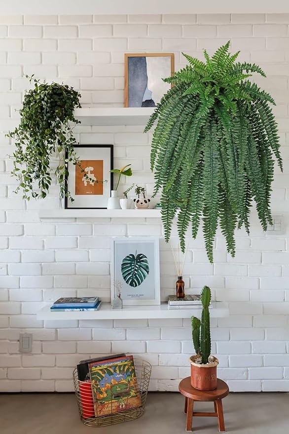Ferns Fake Plants 52 Fronds Artificial Plants Outdoor 47" Long Fake Fern Look Real Large Plant Artificial Ferns Potted | Hanging Boston Fern | Fake Plant Shrubs for Home Garden Porch Farmhouse Decor