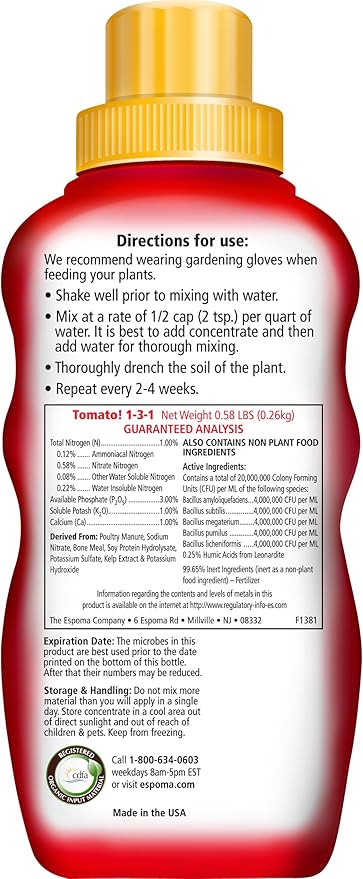 Espoma Organic 8 Ounce Concentrated Tomato! Plant Food - Plant Fertilizer for All Types of Tomatoes and Other Vegetables. for Organic Gardening. Pack of 1.