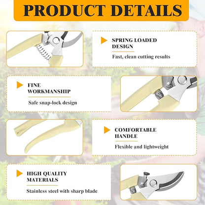 20Pcs Pruning Shears for Gardening, Beige Garden Clippers Handheld Heavy Duty Plant Scissors Bypass Pruning Shears for Gardening Yard Hedge Flowers Tree Trimming Plant Cutter