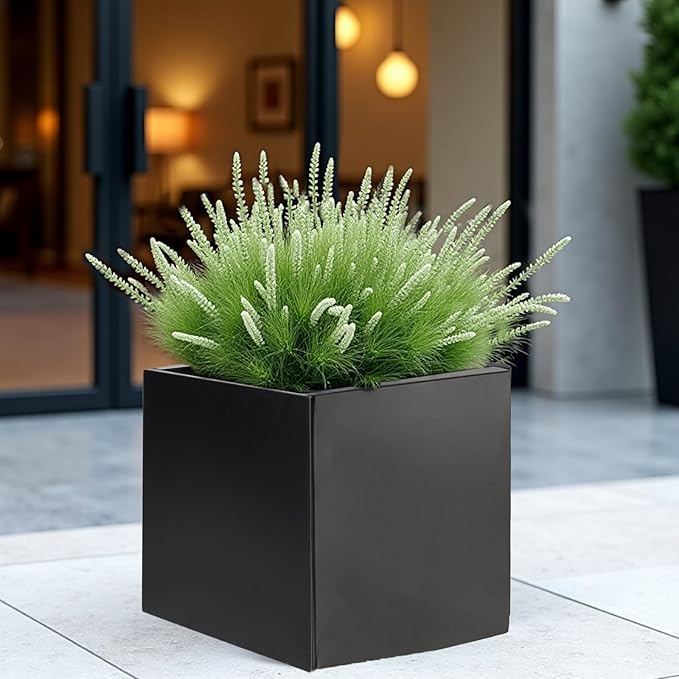 Tall Rectangular Removable Planter for Indoor or Outdoor Terraces, Porches, Durable All Weather, Garden, Modern Design, for Plants, Flowers(Cube)