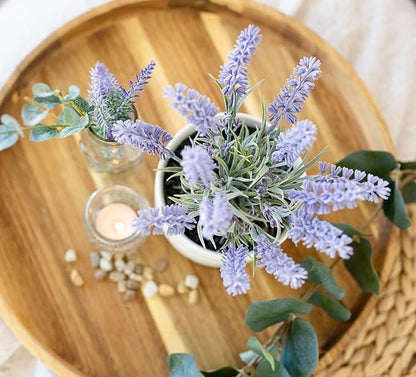 Kurrajong Farmhouse Large Fake Lavender Plant | 9" high Artificial Lavender Plant in White Matte Ceramic Pot | Pretty Faux Plant Desk Decor