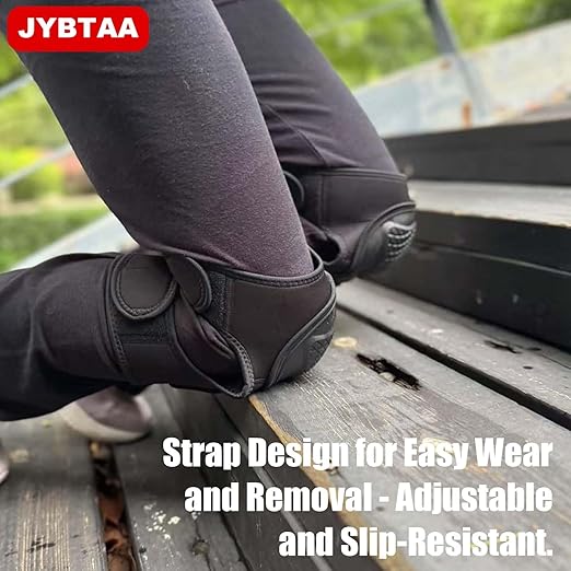 Knee Pads for Men Women Construction, Heavy Duty Garden Knee Pad for Tactical Work, Safety Kneeling Pad with Adjustable Non-Slip Straps for Flooring Cleaning, Waterproof & Durable Knee Cuhsion for Christmas, Black L (1 Pair)