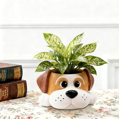Dog Resin Planter Pot - Funny Animal Plant Pots for Home Office Decor, Cute Flower Pot with Drainage Hole for Indoor Outdoor Plants, Unique Succulent Pots Gift IdeaI for Plant Lovers