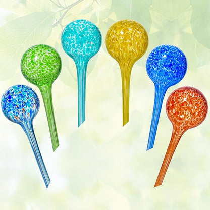 Plant Watering Globes Set of 6,Small Glass Self Watering Globes for Indoor & Outdoor Plants Vacation Plant Care Automatic Watering Bulbs Self Watering Planter Insert