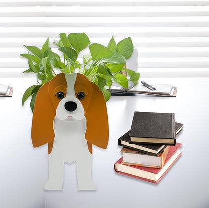 Brown King Cavalier Dog Planter Plant Pots,Cute Large Dog Flower Planter,Gifts for Pet Lovers,Unique Animal Plant Pots,Office,Indoor Outdoor Garden Decor(9.84 * 6.77 * 16in)