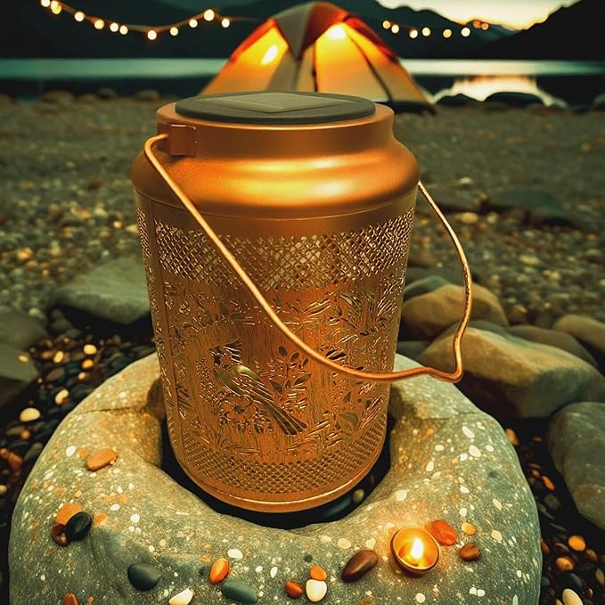 Solar Garden Colorful Lanterns, Hollow Metal Lamp, Waterproof Outdoor Decorative Light for Yard,Patio,Garden Decor (1)
