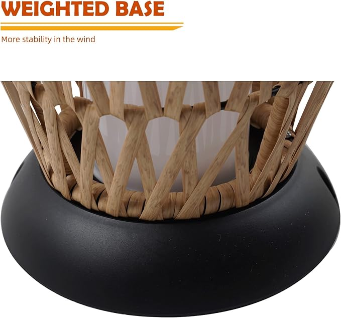 Solar Yard 2-Pack 29" Outdoor Solar-Powered Woven Wicker Boho Lantern Floor Lamp, Decoration for Deck Garden, Pathway, Oslo Natural