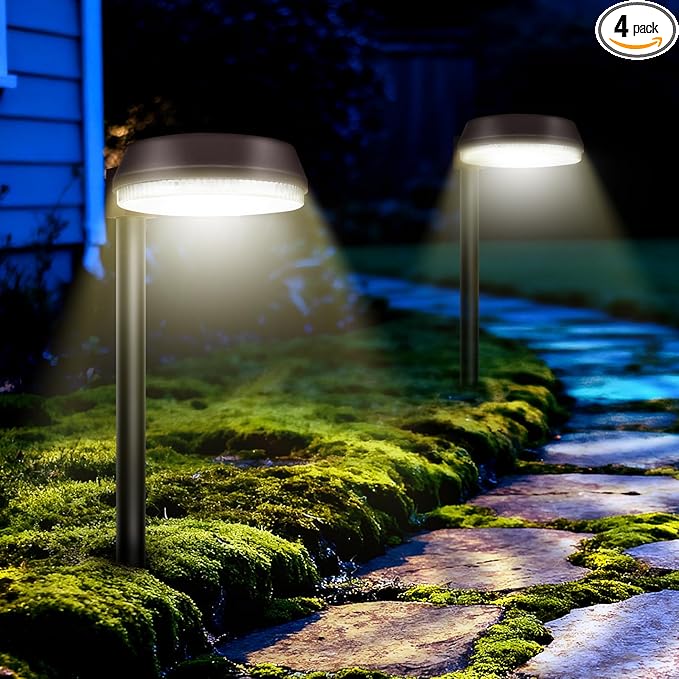 Tall Poles Solar Path Lights, Accurate Dark/Light Sensor Pathway Lights Solar Powered,Quick Charge Solar Walkway Lights Outdoor for Landscape Lighting