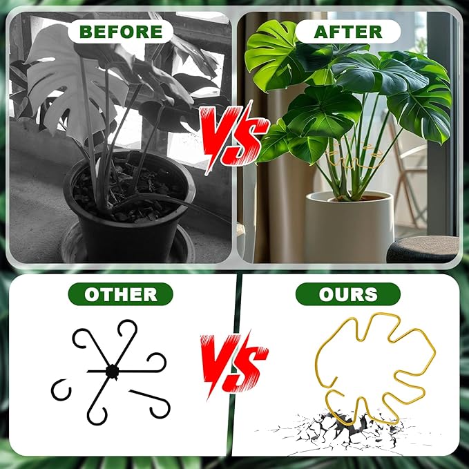 4 Pcs Metal Plant Stem Support Holder Monstera Plant Support Monstera Stabilizer for Outdoor & Indoor Growing Climbing Plants Stabilization and Support