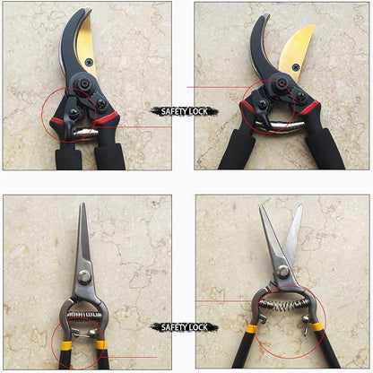 2Pack Pruning Shears, Garden Shears, Pruning Shears for Gardening, Gardening Shears Scissors Clippers, Garden Tools Set with Gloves, Bypass Hand Pruner, Soft Grip Handle