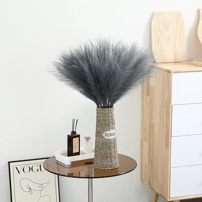 Grey Pampas Grass Decor - 30pcs 24 Inch Long Faux Pampas Grass Decor, Artificial Pampas Feather for Vase Filler, Wedding, Party, Office and Home Decor (Grey)