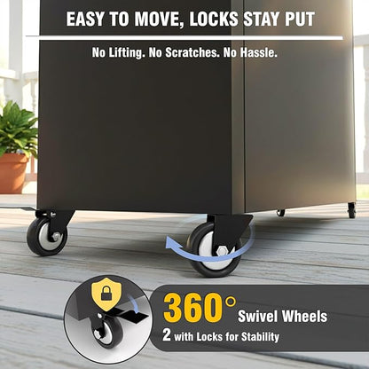 36" L x 9.3" W x 28.4" H Metal Planter Box with Wheels & Removable Shelf – Rolling Raised Garden Bed with Smart Drainage System, Rustproof Outdoor Planter for Patio, Balcony & Modern Décor