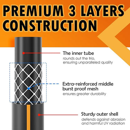 5/8 in. × 20 ft. Flexible Hybrid Rubber Garden Hose, High Flow 5/8" I.D. No Memory Durable Lightweight Water Hose for Watering, Irrigation, Water Transfer Pump