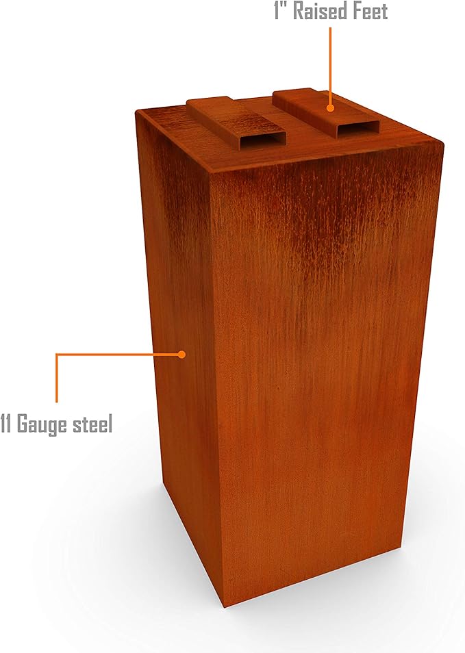 Plantercraft Corten Steel Planter Tall Cube Garden Box Metal Outdoor Heavy Duty | Made in USA | Fully Assembled | Commercial Residential