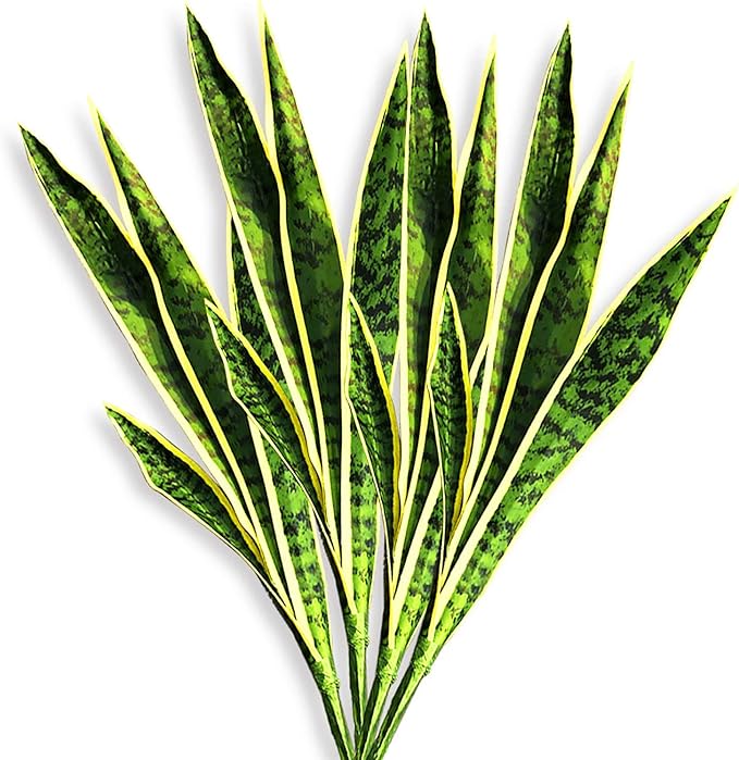 Artificial Snake Plant 4 Pcs 30 Inch Fake Sansevieria Plants for Indoor/Outdoor Home Decor Garden Office Store Decoration (Yellow and Green)