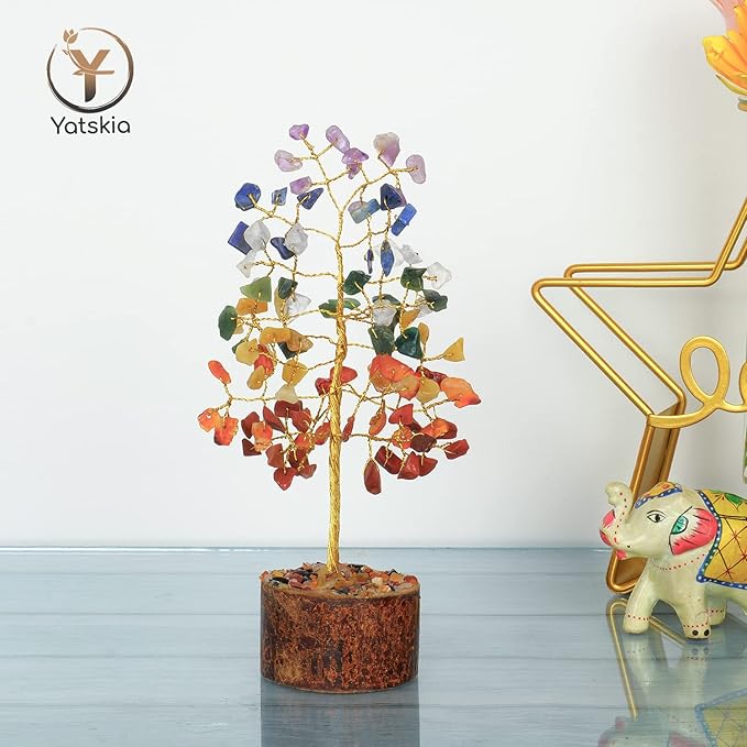 Seven Chakra Tree - Chakra Tree of Life - Crystal Tree for Positive Energy - Gemstone Tree - Chakra Money Tree - Mini Naturals Trees - Crystal Trees As Home Decor