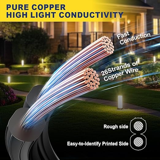 haisstronica 16/2 Low Voltage Landscape Wire 250ft - Copper Direct Burial Waterproof Cable for Landscape Lighting, Outoor Pathway Lights & Garden LED,UL Listed,UV Resistant