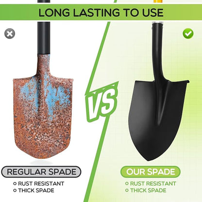 8 Packs Heavy Duty Digging Shovel Long Metal Shovel with Comfortable D Handle, Trenching Digging Spade for Garden Landscaping Construction, Snow Beach Sand (Water Drop)