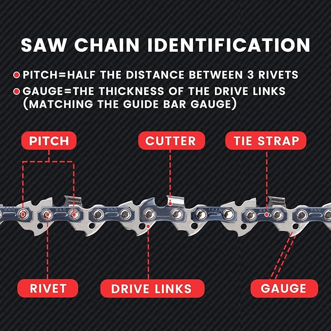 E & S 3 Pack 16 Inch Chainsaw Chain 3/8" LP Pitch .050" Gauge 56 Drive Links Semi-Chisel Chain Saw Chains for Husqvarna, Poulan, Craftsman, Greenworks and More Chainsaw Brands