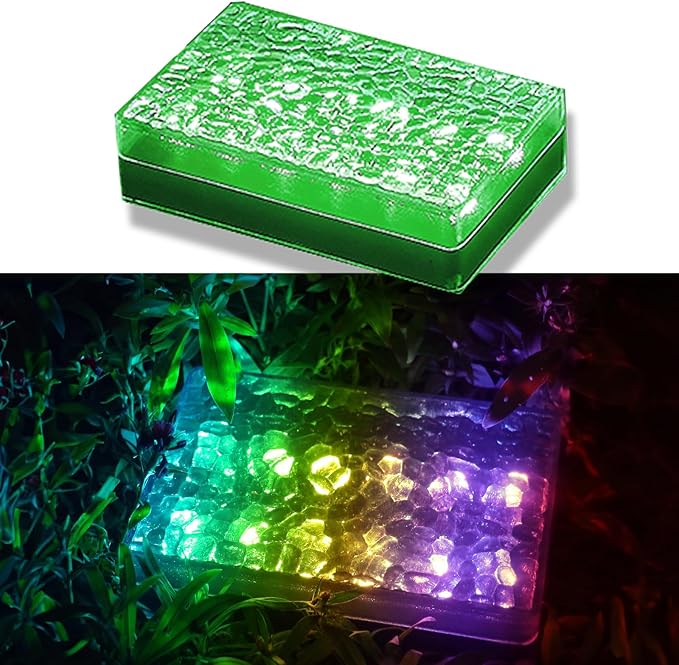 Solar Driveway Lights Color Changing, 6x9 Inch Solar Paver Light, Heavy Duty IP67 Waterproof Recessed Brick LED, Landscape Lighting for Pathway, Ground, Pool, Patio, Garden (RGBW, 1Pack)