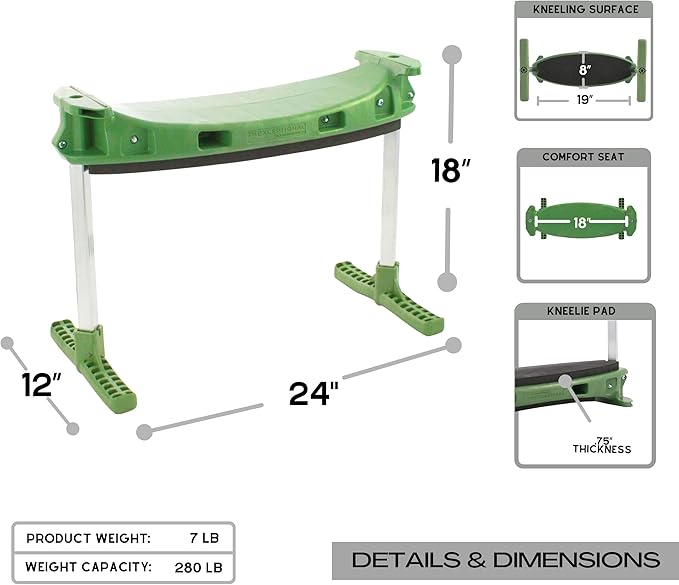 TheXceptional Kneelie | Ergonomic Kneeling Bench Garden Stool for Gardening and Kneeler with Easy Up Assist Handles | Durable Garden Kneelers for Seniors | Made in USA by Vertex Products | Model EX150