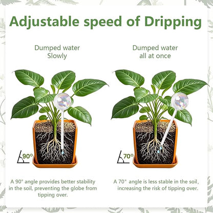 Plant Watering Globes- 4 Pack Iridescent Rainbow Glass Water Bulbs Self Watering Spikes Planter Insert Automatic Plant Watering Bulbs Devices for Indoor and Outdoor Plants
