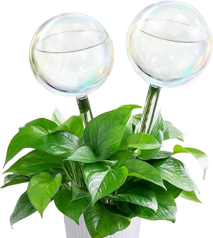 2 Pcs Glass Self Watering Globes, Iridescent Automatic Plant Waterer Bulbs Devices for Indoor & Outdoor Plants, Slow Release Watering Devices System for Various Plants (2pcs)
