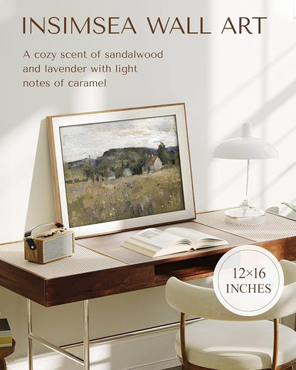 InSimSea Framed Canvas Wall Art Prints, Framed Canvas Art Wall Decor, Abstract Serene Countryside Scene Wall Prints, Mid Century Modern Decor for Living Room Bedroom Office 12x16In
