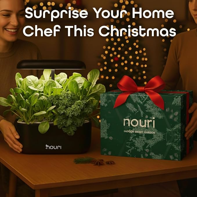 Nouri 7 Pod Smart Garden for Home Cooks | w/Heirloom Salad | Hydroponics Growing System | LED Grow Lights | Indoor Herb Garden Kit | Herb Growing Kit Indoors for Plant Lovers, Gardeners, Kitchen
