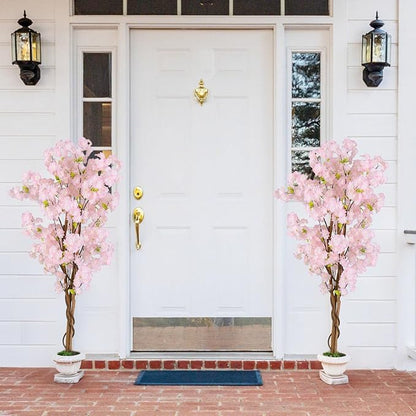 Safeplus 2 Pack 5FT Artificial Cherry Blossom Tree with Pink Flowers for Indoor Outdoor Décor