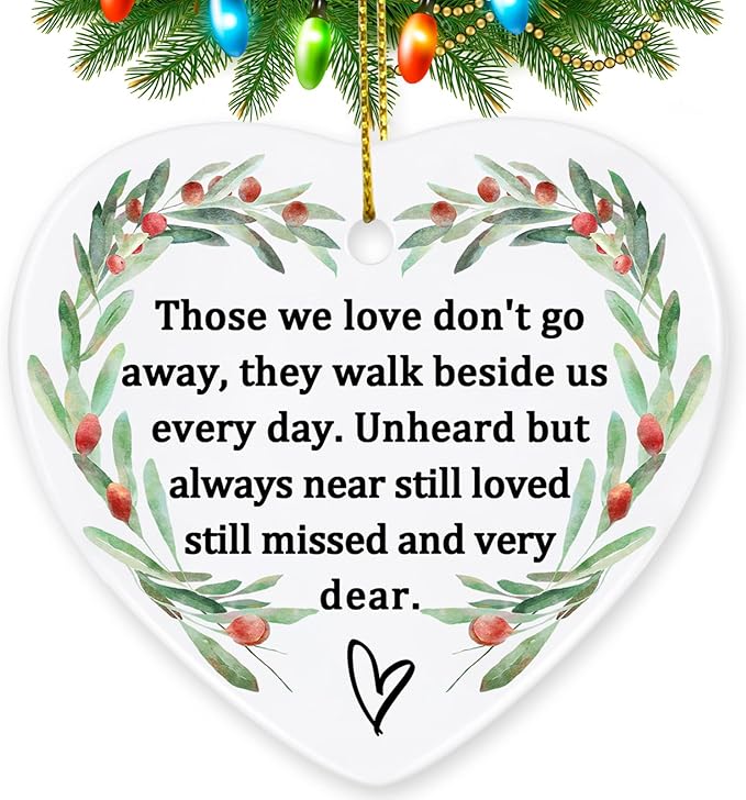 Memorial Ornament Ceramic Heart Shaped Memorial Gift for Loss of Loved One, Sympathy, Condolence, Bereavement, Grief, Mother, Father, Memorial Day