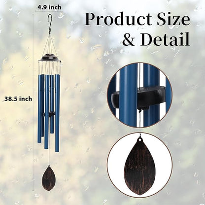 MUMTOP Wind Chimes for Outside - Deep Tone Memorial Sympathy Wind Chimes Outdoor, 38.5 Inch Windchimes Clearance for Garden, Patio,Yard Decor Gift (Blue)