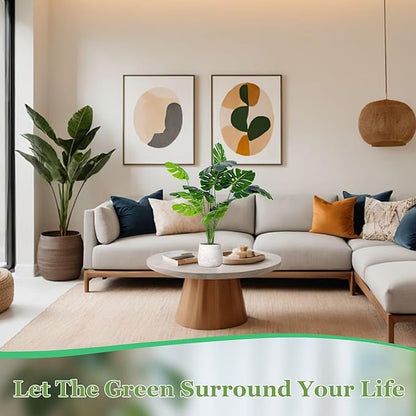 Artificial Palm Tree Leave Plants - 4PCS 28'' Tall Fake Plant Monstera Leaf Indoor Outdoor, Large Faux Floor Plant for Living Room, Bedroom Plants Decor, Bathroom Farmhouse Home House Decor