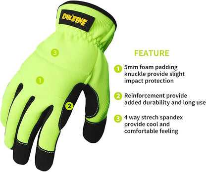 High Performance Work Gloves For Men(3 Pairs Pack),Hi-Vis Yellow Color,High Dexterity Touch Screen For Multipurpose,Excellent Grip (Extra Large)
