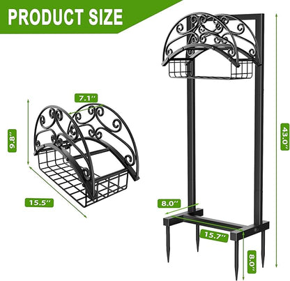Garden Hose Holder - Upgraded Water Hose Holder Stand with Storage Basket Holds 151ft, Heavy Duty Freestanding Garden Hose Hanger Storage Rack for Outside Yard Lawn Farm