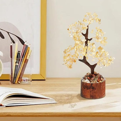 DUQGUHO Citrine Crystal Tree for Positive Energy - Money Tree of Life Yellow Crystal Decor for Meditation, Office - Good Luck Gifts for Women & Mom