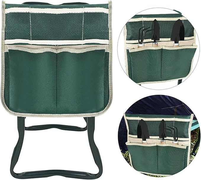 Garden Kneeler Seat Gardening Stool Bench Foldable Portable Knee Stools with Tool Bag Pouch Soft EVA Foam Kneeling Pad