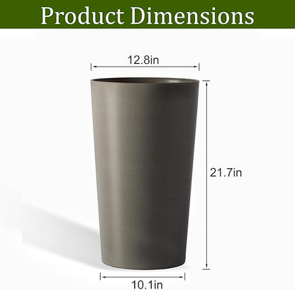 Set of 2 Tall Planters 22", Large Planters for Outdoor Indoor Plant Pots with Wire Drawing Process, Containers Large Decorative Tree Planter Front Porch Patio, Brown