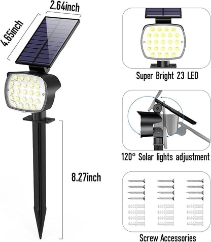 hyrion Solar Spot Light Outdoor Waterproof IP65, 23 LED 3 Lighting Modes Solar Powered Garden Lights Landscape Lighting for Yard,Tree Lawn, Pathway 4 Pack Cool White
