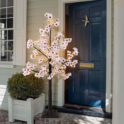 Uieke 4FT Cherry Blossom Tree, 48 Fairy Lights Artificial Lighted Tree for Home Inside Outdoor Spring Wedding Party Festival Decor, Warm White