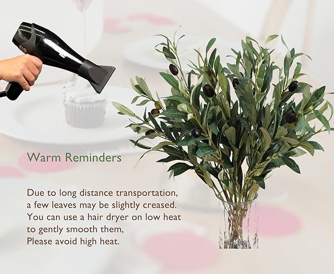 5PCS Artificial Olive Branches for Vases 18.9 Inch Faux Olive Tree Stems with Fruits,Fake Plants Greenery Leaves for Home Decor Weddings Party Floral Arrangement