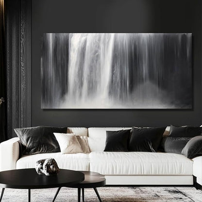 Black Wall Art White Wall Decor Waterfall Wall Pictures Abstract Wall Art Room Decor Canvas Poster Photos for Bedroom Living Room 24"x48"