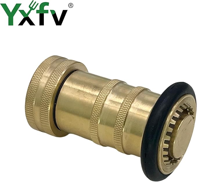 Heavy-Duty Brass Fire Hose Nozzle - 1" NPT/NPSH Adjustable Jet & Fog Spray Nozzle for Fire Fighting, Industrial Safety, Dust Control & Washdown