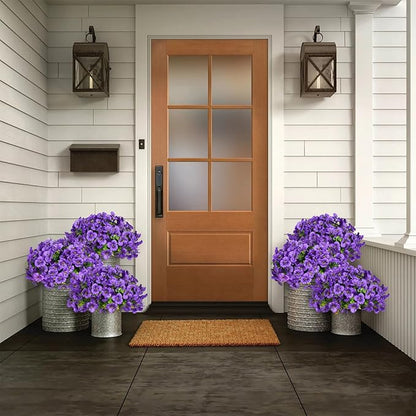 12 Bundles Artificial Flowers for Outdoor, UV Resistant Fake Pansy Flowers, Silk Faux Fowers for Outdoor Planters Home Garden Office Patio Front (Purple)