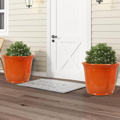 Large Plastic Pots for Plants, 2 Pack 18 Inch Planters for Outdoor Plants, Durable and Lightweight Flower Pots, Big Outdoor Planters Weather Resistant & UV Resistant, Orange