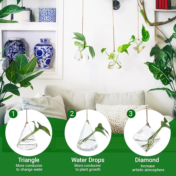 Propagation Station, Plants Terrarium, Plants Lover Gifts for Women,Plant Cutting Holder Home décor,Gifts for Women,House Warming New Home-3 Geometric Shape